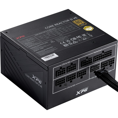 Блок питания ADATA XPG 650W CORE REACTOR II, модульный, 16 Pin PCIe 5.0, 80 PLUS Gold (COREREACTORII650G-BKCEU)