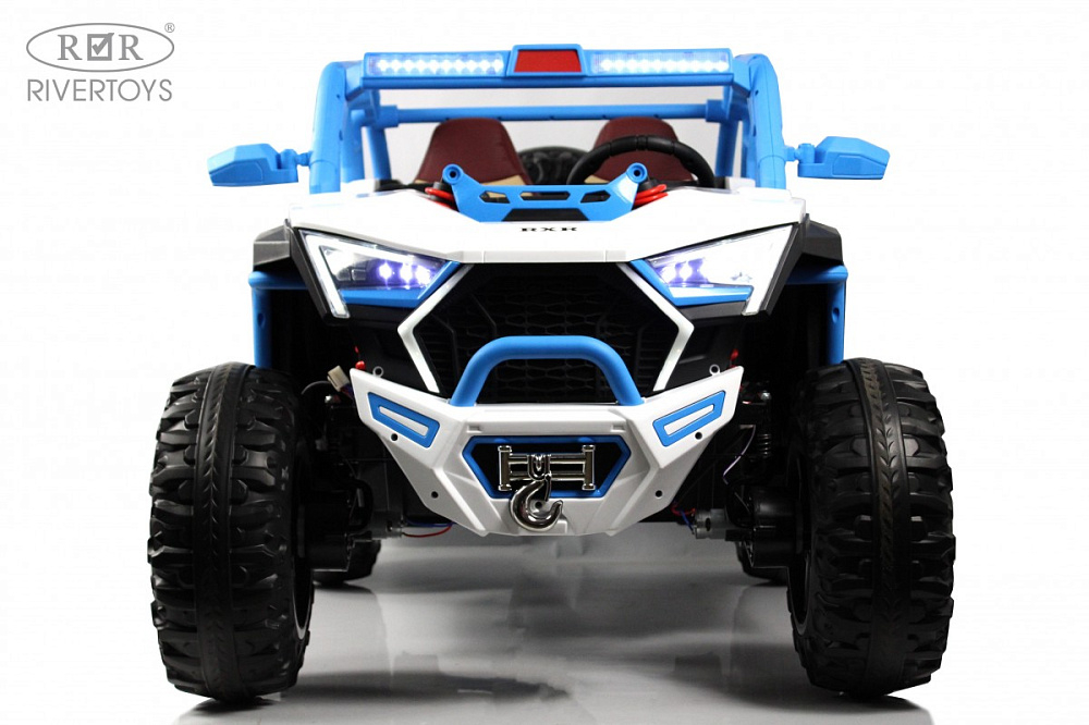 Детский электромобиль RiverToys E001EE бело-синий