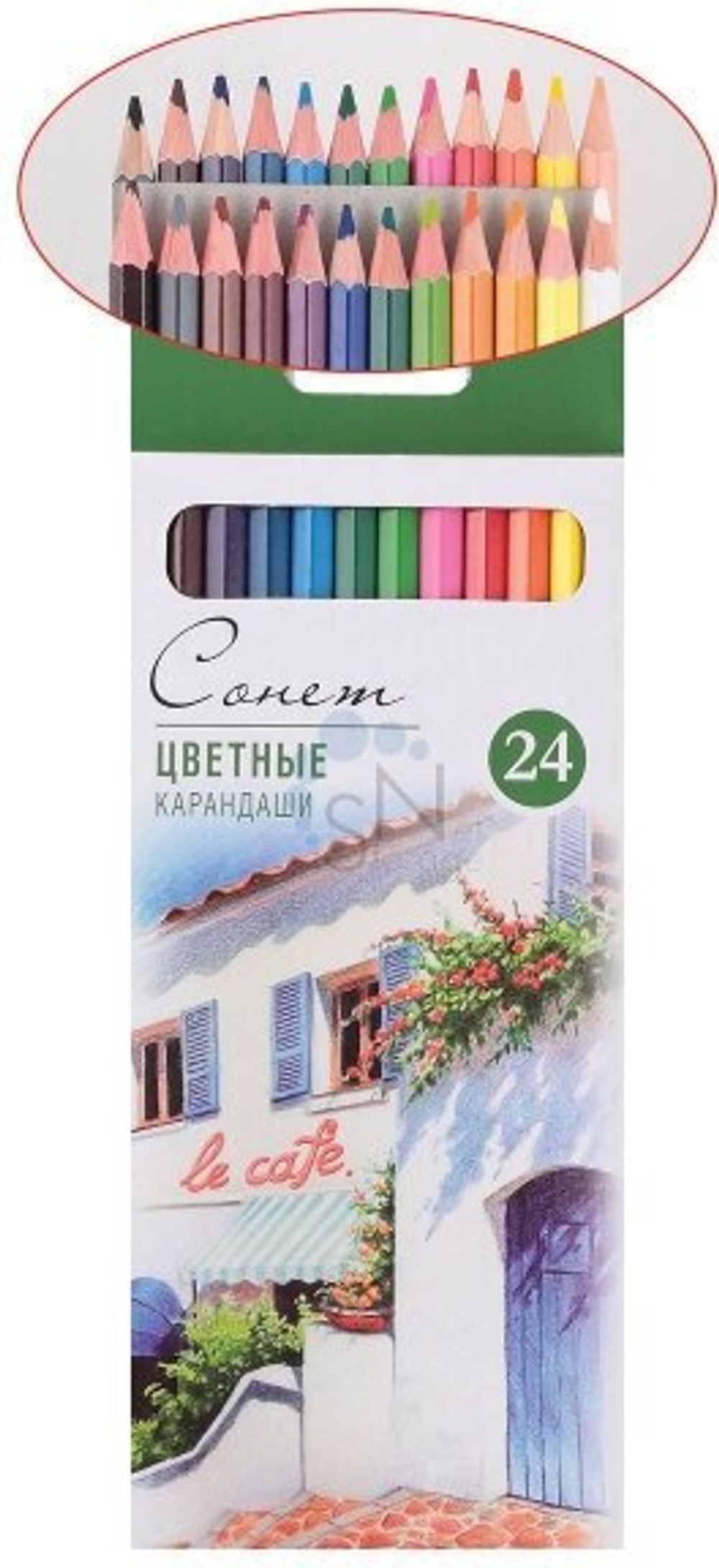 Карандаши цветные профессиональные "Сонет", 24 цвета, в картонной упаковке с европодвесом, 13141433
