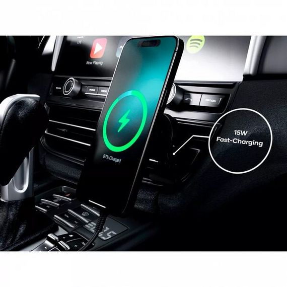 Автомобильное беспроводное зарядное устройство Satechi Qi2 Wireless Car Charger 15W (ST-Q2CCM) серый