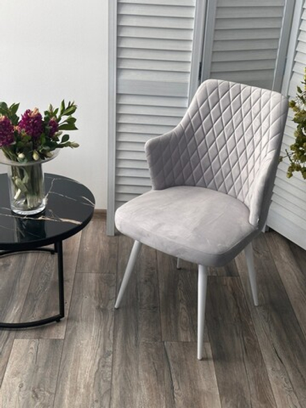 Стул М-City DISAUR Герман (Herman) Светло-серый Bm-4, Велюр, Белый каркас