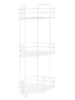 Полка для душа DIWO Суздаль P.Su.3/3.Tp.w угловая, подвесная, термопластичная, белая, с крючками, на присосках