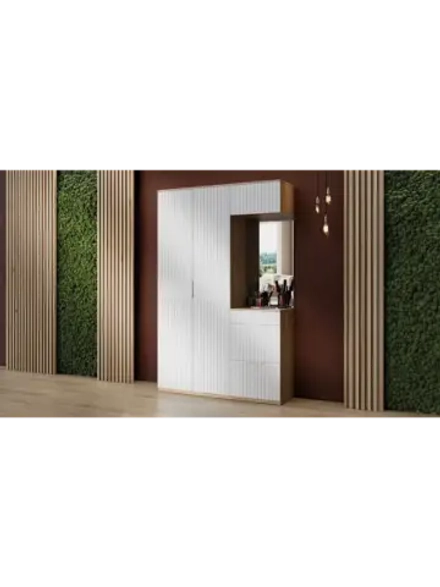 Прихожая с зеркалом Дуб Крафт золотой 145х43х226