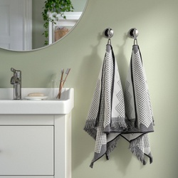 IKEA FJÄLLSTARR  (ИКЕА ФЙÄЛЛСТАРР)  -  Полотенце для рук, белый/серый, 50x100 см