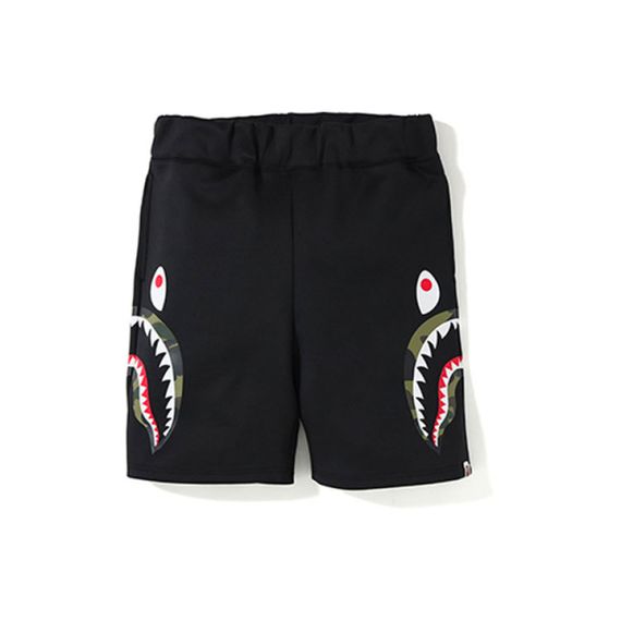 A BATHING APE DOUBLE KNIT SIDE SHARK SHORTS