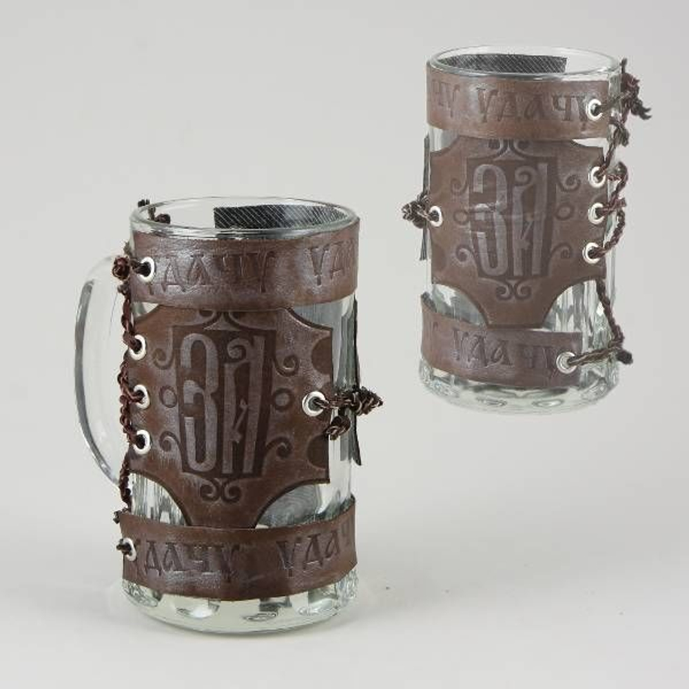 Подарочная кружка пивная "За удачу!" в кожаном оплете ПКВ-29