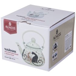 ЧАЙНИК AGNESS ЭМАЛИРОВАННЫЙ СЕРИЯ "FAMILY FARM", 1,3 Л