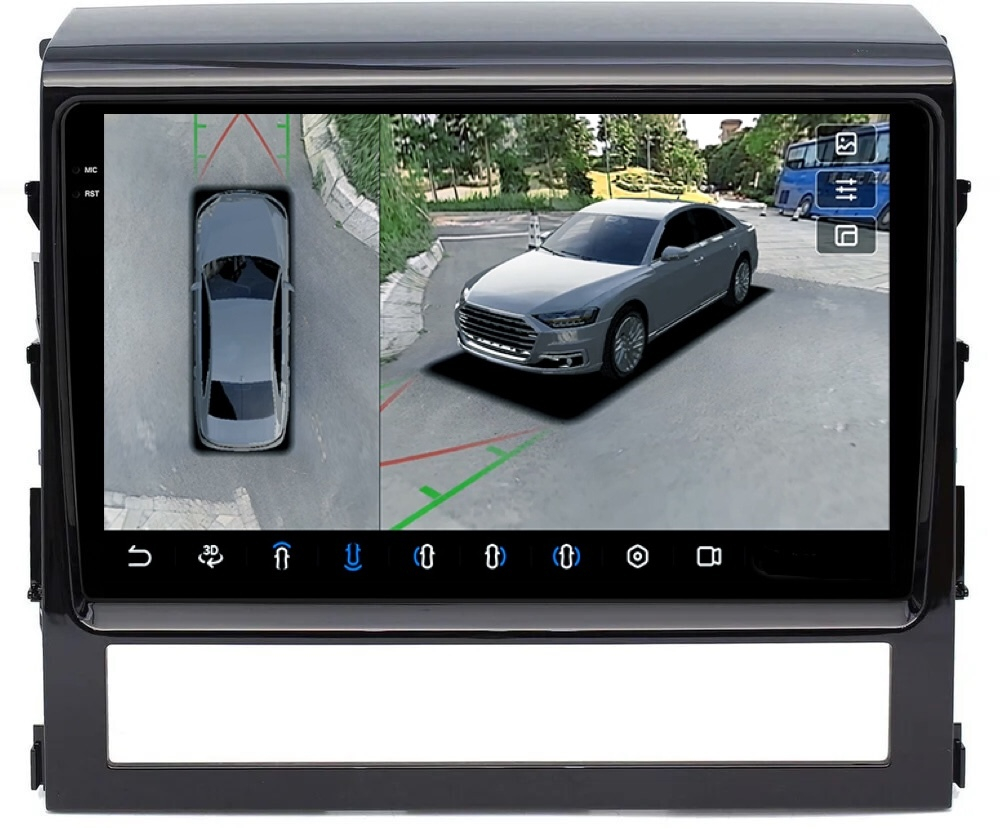 Магнитола для Toyota Land Cruiser 200 2015-2021 (без JBL) - FarCar BX567/609M-360 монитор 9.5" 2K QLED на Android 13, 6Гб+128Гб, CarPlay, 4G SIM-слот, 4 камеры в комплекте