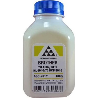 Тонер Brother TN 130Y/135Y HL 4040/50/70/DCP 9040 Yellow (фл. 100г) (AQC-США) фас.Россия