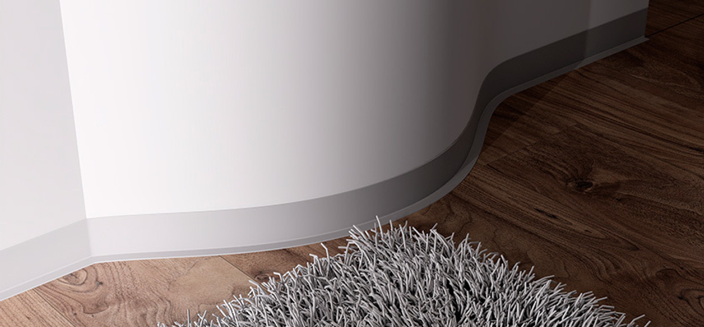 Самоклеящийся гибкий плинтус ПВХ FLEX серый 3000х50х2 мм