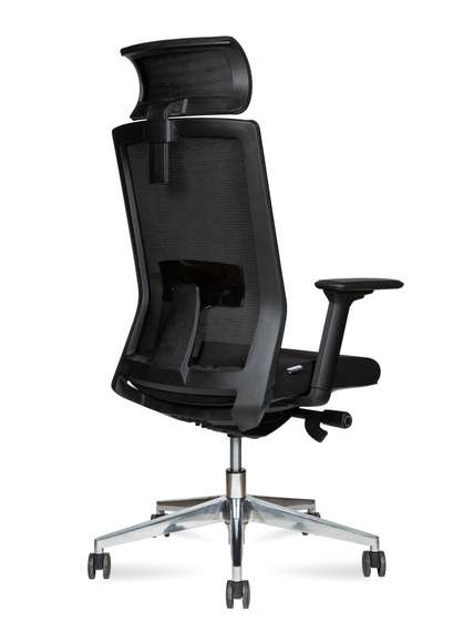 Кресло офисное Норден / Партнер алюминюм / черный пластик / черная сетка / черная ткань / алюминевая база