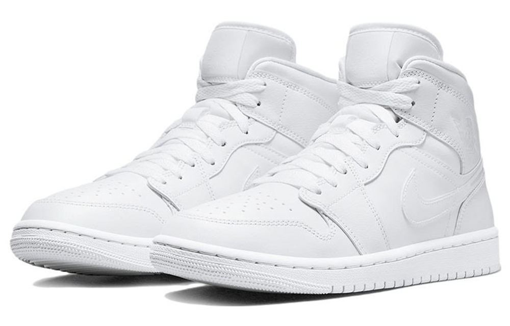 Кроссовки Jordan Air Jordan 1 Mid Triple White (Женская размерная сетка)