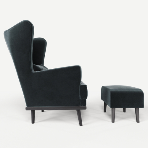 Комплект кресла и пуфа Фантазёр велюр Z-14 (Изумрудный) на высоких ножках, для отдыха и чтения книг. В гостиную, балкон, спальню и переговорную комнату.