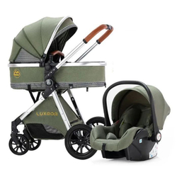 Коляска-трансформер с автолюлькой 3в1 LUXMOM V9 оливковый