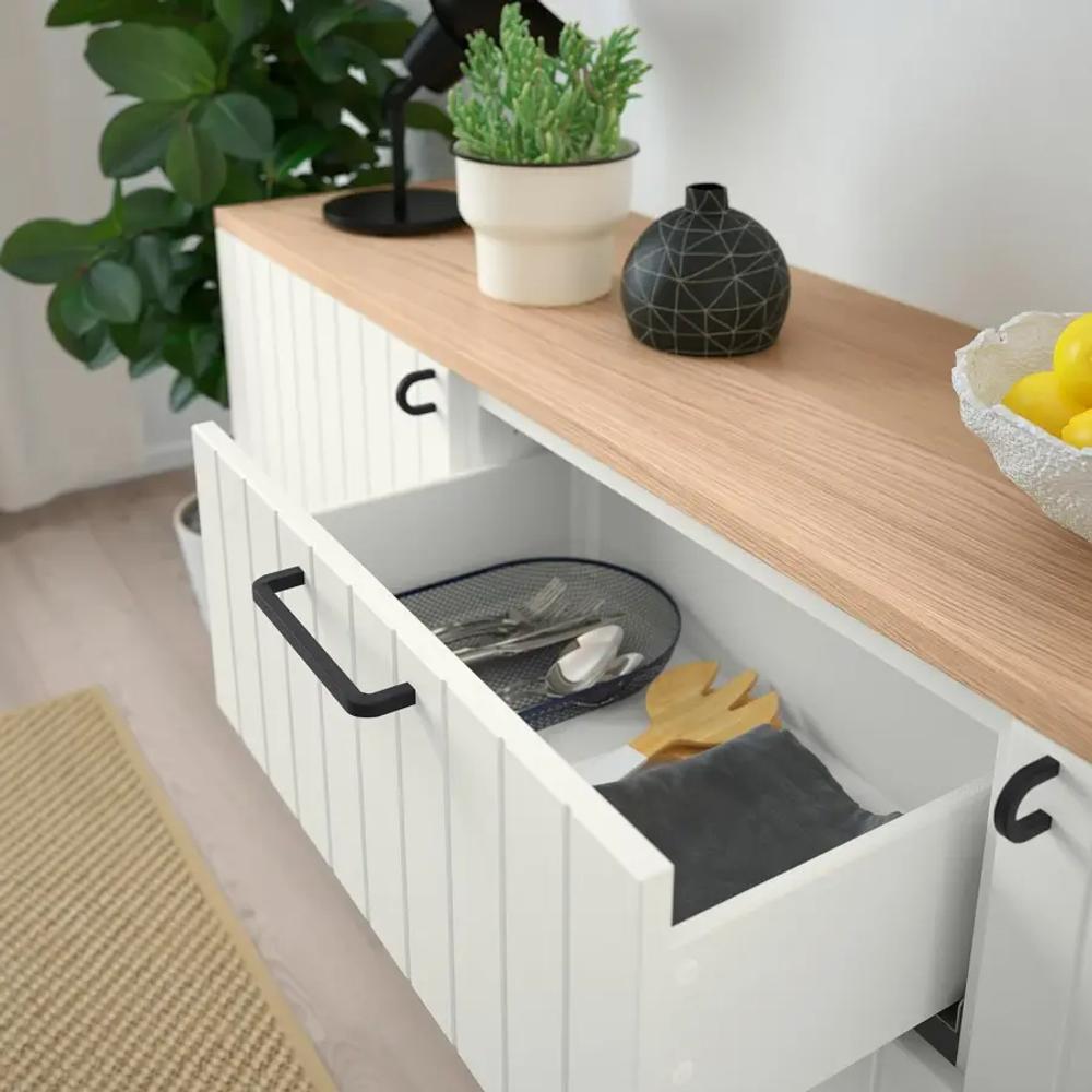 Комбинация для хранения - BESTÅ/ BESTА IKEA/ БЕСТА/БЕСТО ИКЕА, 180х76  см, белый/под беленый дуб