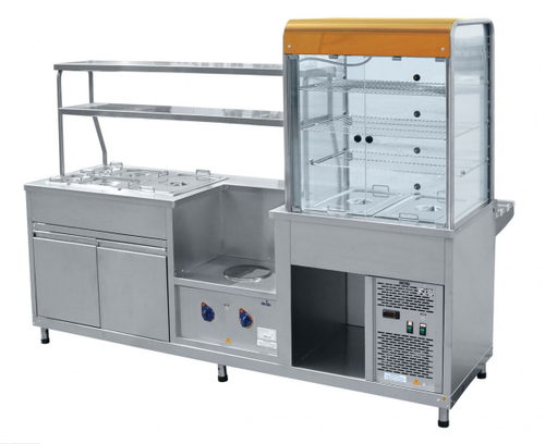 Прилавок-витрина холодильный мармитный универсальный ПВХМ-70КМУ цвет "красное золото"