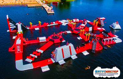 Большой надувной аквапарк для бизнеса «Коралловый риф», 39×29×5 м