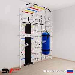 Шведская стенка Sv Sport 52610 (Турник рукоход/Брусья/Стойка/Скамья/Цепь/Мешок 15кг/Канатный лаз)