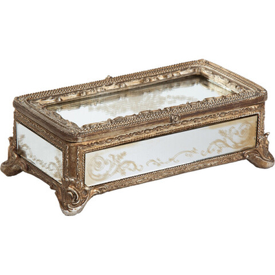 Шкатулка с зеркальными панелями, под старину 22х12х7см