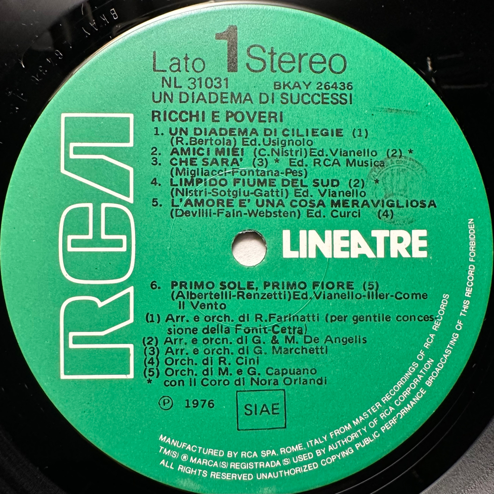Ricchi E Poveri - Un Diadema Di Successi (Италия 1976г.)