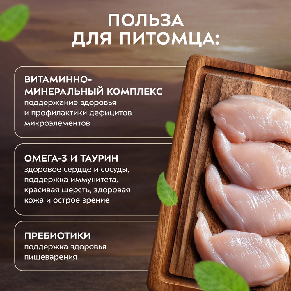Влажный корм Мнямс Деликатес "Фондан" из мяса курицы с кошачьей мятой для кошек 80 г