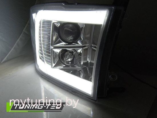 Передние фары Tube Light для Dodge Ram IV (09-18) хромированные