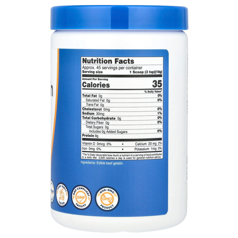 Nutricost, Порошок из говяжьего желатина, без добавок, 454 г (16,2 унции)