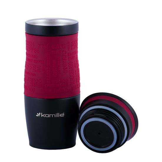 Термокружка 380 мл. из нержавеющей стали Kamille KM 2069A с TPR-вставкой