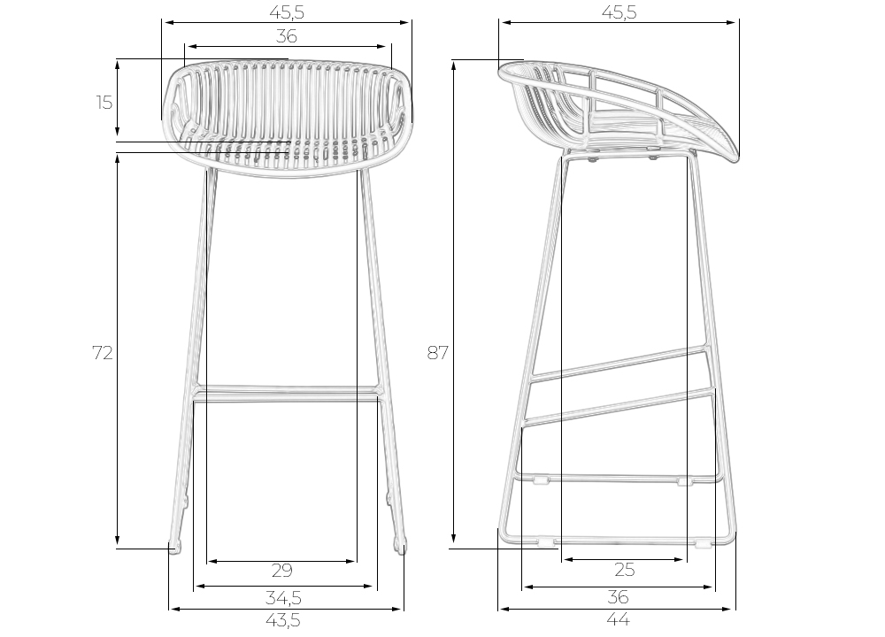 Набор 4 шт Стул барный DOBRIN FRANK, светло-серый