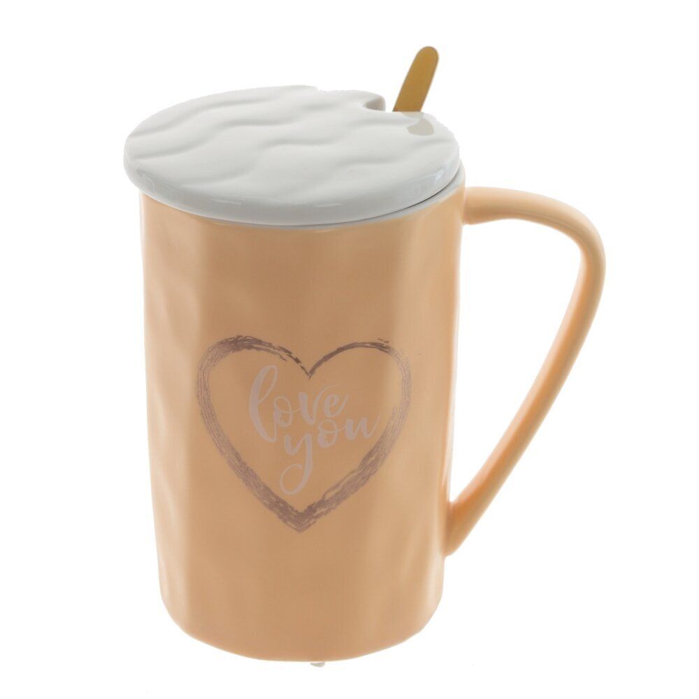 GAEM Кружка с крышкой и ложкой, 400 мл, L11 W8 H12,5 см, 4в.