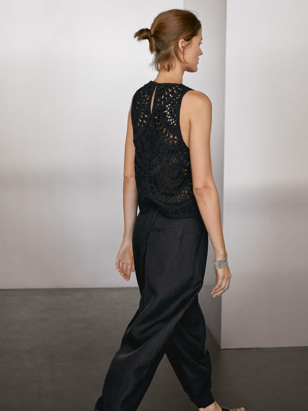 Massimo Dutti Вязаный Топ, Черный