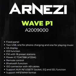 Автомагнитола ARNEZI Wave P1 4х25Вт (Bluetooth, FM, AUX, USB, TF) / A2009000