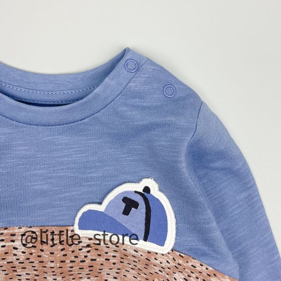 Комплект из футера "Обезьянка" синий туман/шоколад