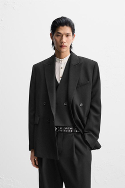 ZARA X NANUSHKA ДВУБОРТНЫЙ БЛЕЙЗЕР, ЧЕРНЫЙ