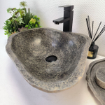 Каменная раковина из речного камня RS-63521 (48*42*15) 0122