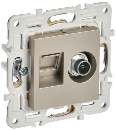SKANDY Розетка двойная TV+RJ45 кат.6 SK-A15Sh шампань IEK
