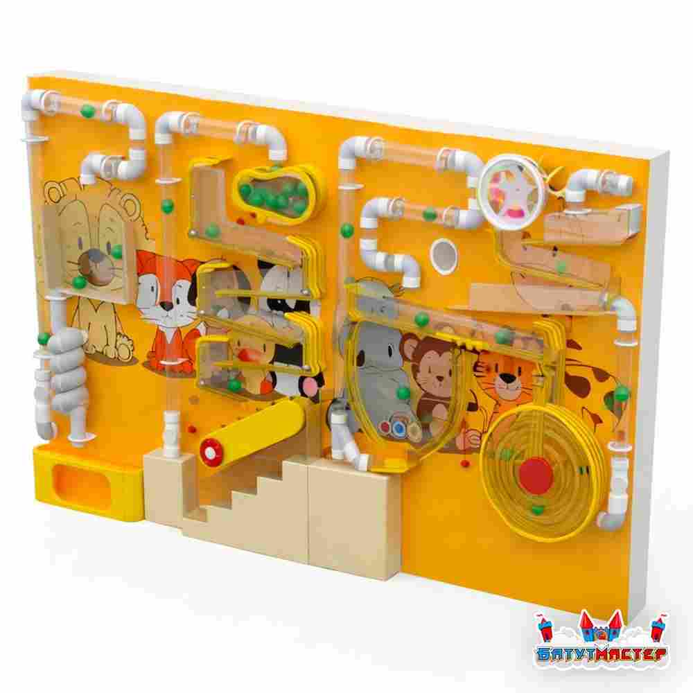 Интерактивная стена для школы «Зверята», 4,5×1,8×0,5 м