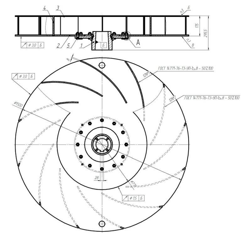 Рабочее колесо дымососа ДН-15