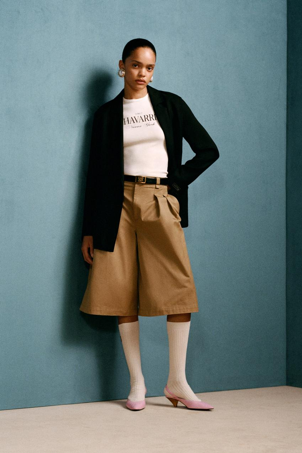 ZARA X WILLY CHAVARRIA БЛЕЙЗЕР ИЗ СМЕСОВОЙ ВИСКОЗЫ, ЧЕРНЫЙ