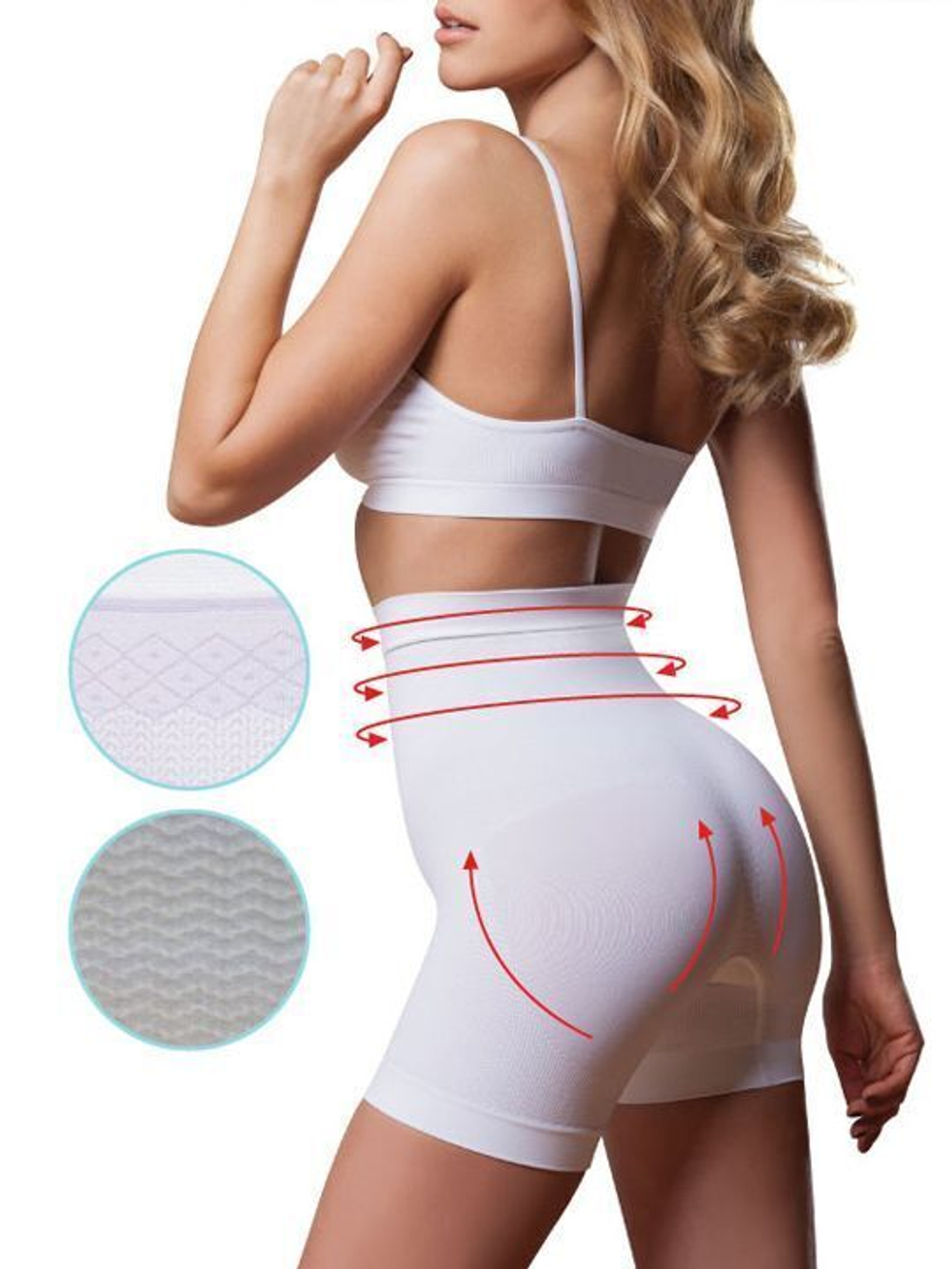 Бесшовные шорты с утягивающим эффектом (Размер: S-M) (Цвет: телесный)