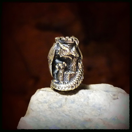 Бусина "Смауг" для темляков или браслетов из паракорда , латунь