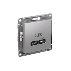 Розетка USB AtlasDesign тип C 65Вт QC PD высокоскор. ЗУ механизм алюм. SE ATN000327