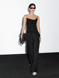 Massimo Dutti Топ из 100% хлопка с асимметричным вырезом, черный