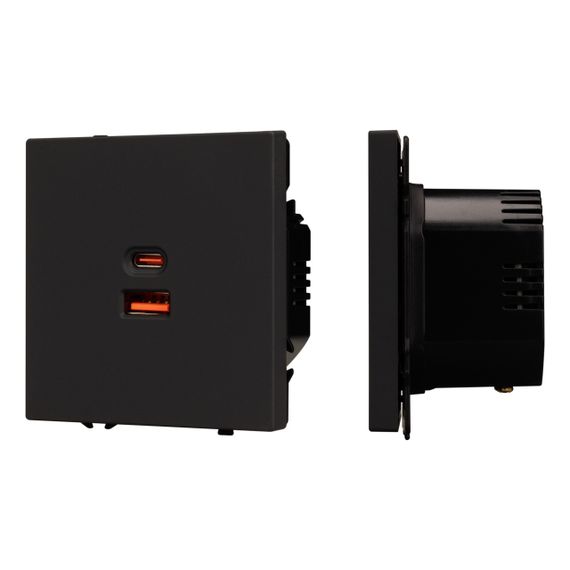Механизм розетки с быстрой USB зарядкой SCT-NOBE-MUAC-SFPL-FC-BK (65W, QC3) Arlight 054317
