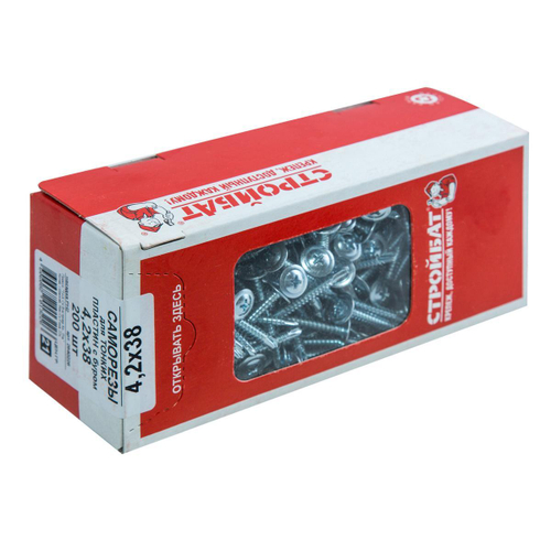 САМОРЕЗЫ СТРОЙБАТ Д/ТОН/ПЛАСТ ОЦ С БУРОМ 4,2Х38 200ШТ 005101