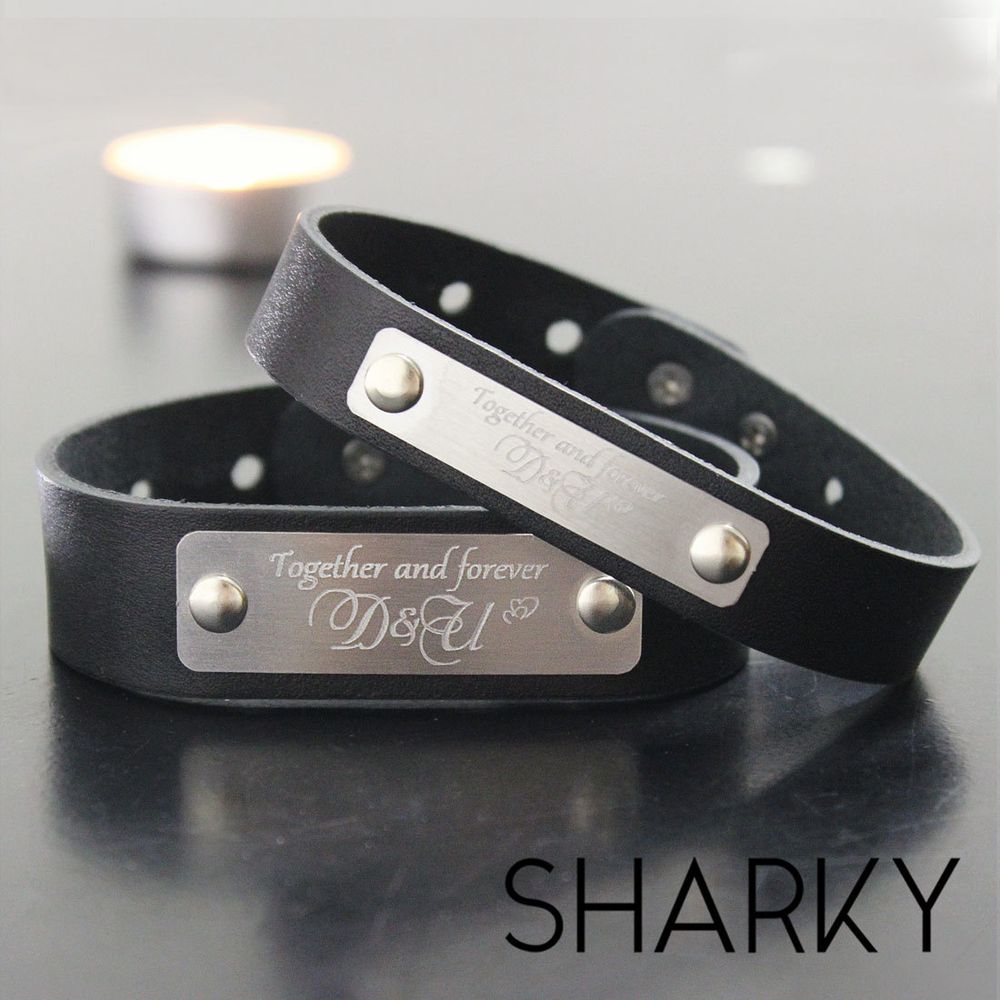 Парные кожаные браслеты с гравировкой на заказ для двоих