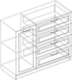 Комод одностворчатый с 4 ящиками "Александрия" СА-04