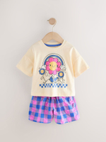 Футболка и шорты в комплекте для девочки Next AD8-252, Молочный, Розовый, Фиолетовый