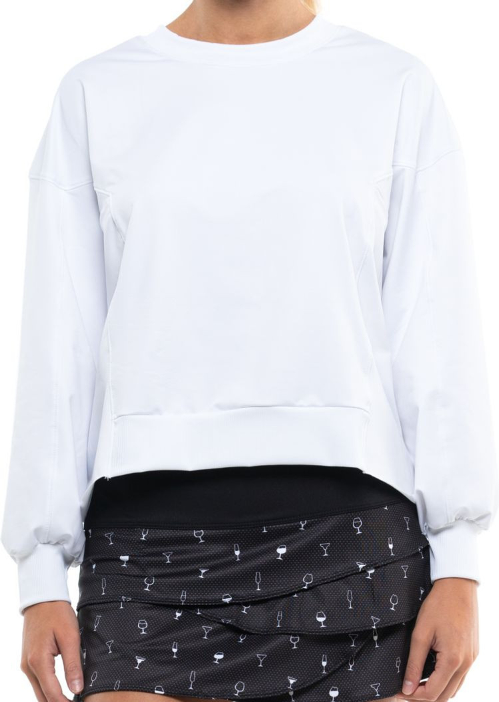 Женская Кофта теннисная Lucky in Love Core Ruche Back L/S Women - белый