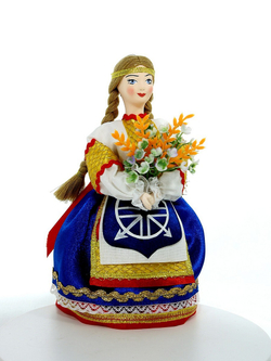 Кукла сувенирная фарфоровая. Девушка с колосьями пшеницы. г.Ялуторовск, Тюменская обл.